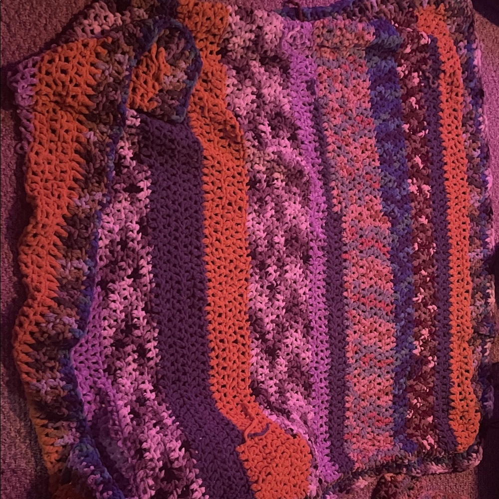 Vibrant Striped Crochet Throw Blanket